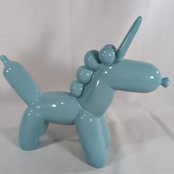 Balloon Animal Unicorn Sculpture Figure Blue Decor Paperweight 12x10" Dog Baby - Picture 1 of 11
